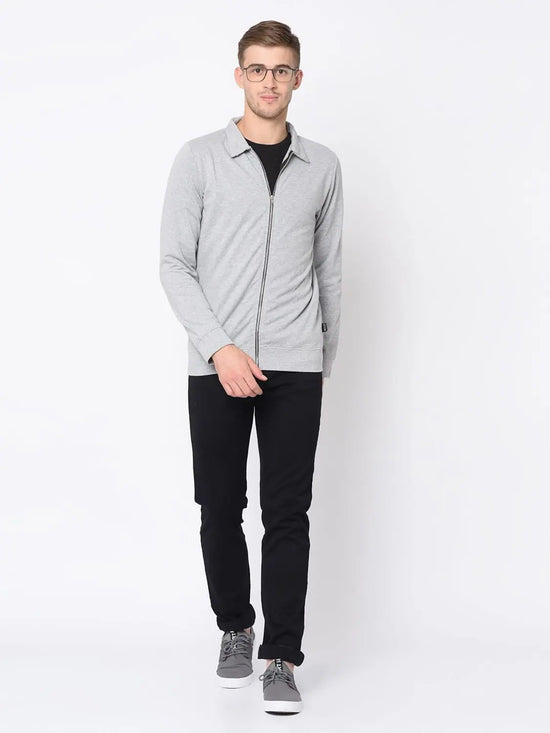 Men Grey Full Sleeve Jacket