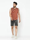 Men Orange Sleeveless T-Shirt Vest