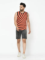 Men Orange Sleeveless T-Shirt Vest