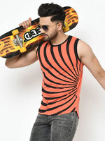 Men Orange Sleeveless T-Shirt Vest