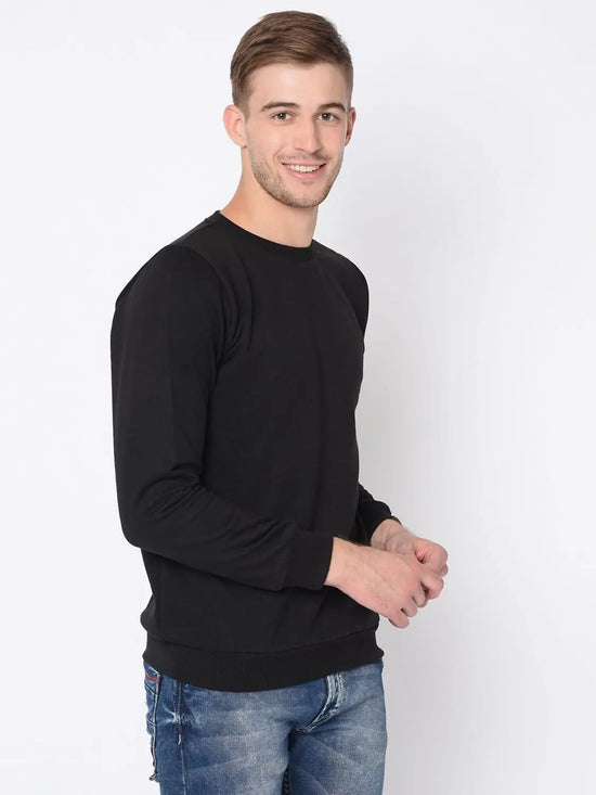 Men Black Solid Sweatshirt