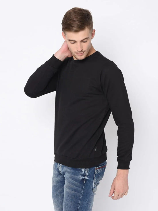 Men Black Solid Sweatshirt