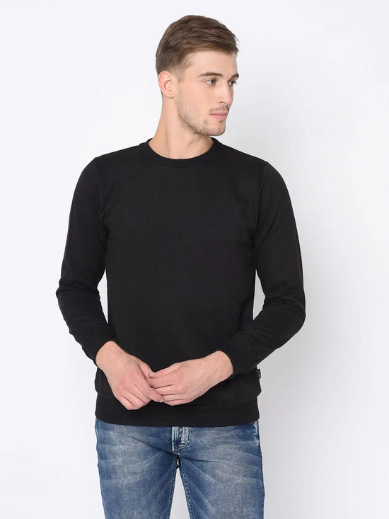 Men Black Solid Sweatshirt