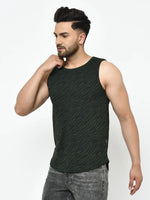 Men Bottle Green Sleeveless T-Shirt Vest