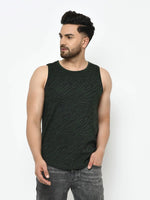 Men Bottle Green Sleeveless T-Shirt Vest