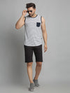 Men White Navy Sleeveless Vest T-Shirt