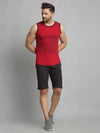 Men Maroon Sleeveless Vest T-Shirt