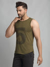 Men Olive Green Sleeveless Vest T-Shirt