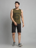 Men Olive Green Sleeveless Vest T-Shirt