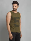 Men Olive Green Sleeveless Vest T-Shirt