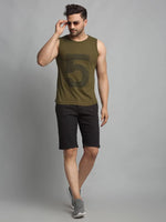 Men Olive Green Sleeveless Vest T-Shirt