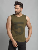 Men Olive Green Sleeveless Vest T-Shirt