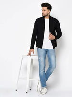 Men Black Full Sleeve Open Cardigan-LC08201039-L