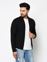 Men Black Full Sleeve Open Cardigan-LC08201039-L