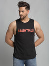 Men Black Sleeveless Vest T-Shirt