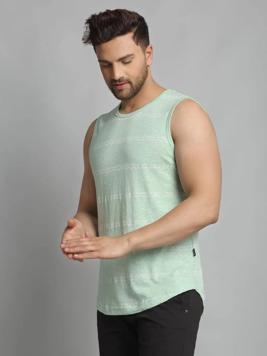 Men Mint Green Sleeveless Vest T-Shirt