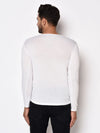 Men White Printed Round Neck Full Sleeve T-Shirt