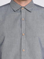 Men Grey Chambray Full Sleeve Shirt