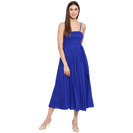 Aawari Rayon Bobbin Gown For Girls and Women Royal Blue