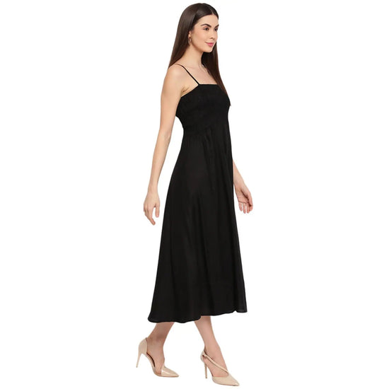 Aawari Rayon Bobbin Gown For Girls and Women Black