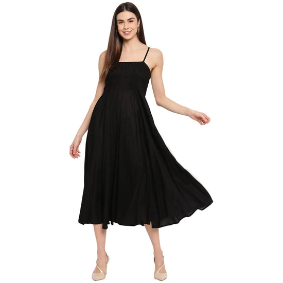 Aawari Rayon Bobbin Gown For Girls and Women Black