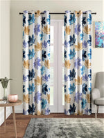 Home Sizzler 2 Piece 3D Maple Eyelet Sunny Polyester Curtain Set-HS2PC001463LD