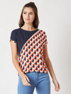 Drunk Driving Colour Block Multicolor-Base Navy Blue Top