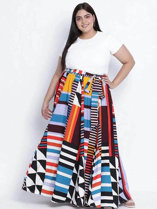 Multihued Gathered Dense Plus Skirt