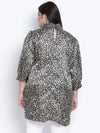 Striking Black Animal Satin Print Plus Tunic