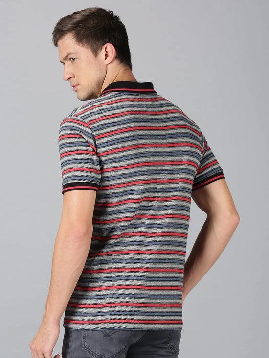 Men T-Shirt Stripes Cotton Roa