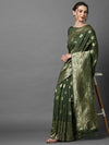 Sareemall Green Festive Silk Blend Fancy Woven Design Saree With Unstitched Blouse