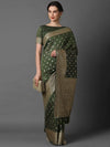 Sareemall Green Wedding Silk Blend Woven Design Saree With Unstitched Blouse