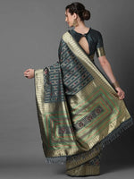 Sareemall Grey Festive Silk Blend Elite Woven Designer Saree With Unstitched Blouse