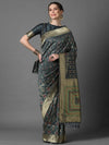 Sareemall Grey Festive Silk Blend Elite Woven Designer Saree With Unstitched Blouse