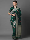 Sareemall Green Festive Silk Blend Woven Design Saree With Unstitched Blouse