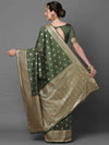 Graceful Sareemall Green Festive Silk Blend Woven Design Saree With Unstitched Blouse