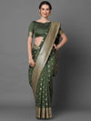 Graceful Sareemall Green Festive Silk Blend Woven Design Saree With Unstitched Blouse