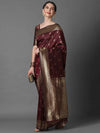 Refined Sareemall Brown Festive Silk Blend Woven Design Saree With Unstitched Blouse