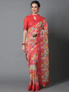 Sareemall Peach Casual Linen Printed Saree With Unstitched Blouse