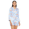 Women Light Blue Printed Shirt and Shorts Night Suit