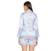 Women Light Blue Printed Shirt and Shorts Night Suit