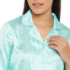 Women Aquamarine Printed Shirt and Shorts Night Suit