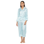 Women Light Blue Printed Shirt and Pyjama Night Suit