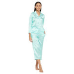 Women Aquamarine Printed Shirt and Pyjama Night Suit