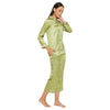 Women Lime Green Printed Shirt and Pyjama Night Suit