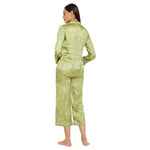 Women Lime Green Printed Shirt and Pyjama Night Suit