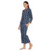 Women Navy Blue & Grey Printed Shirt and Pyjama Night Suit