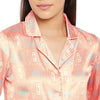 Women Beige Printed Shirt and Pyjama Night Suit