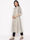 Juniper Beige Cotton Dobby Self Design A-Line Kurta