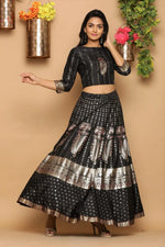 Juniper Black Shantoon Printed Lehenga Choli Set